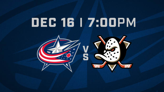 TUESDAY, DECEMBER 16 AT 7 PM VS. ANAHEIM DUCKS