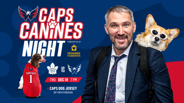 <b><h2>December 18 vs. TOR</h2><p>Caps Canines Night</p></b><p style="font-size:15px;">pawsented by PEDIGREE Foundation</p><p style="color:#004bc9;">Special Ticket Package</p>