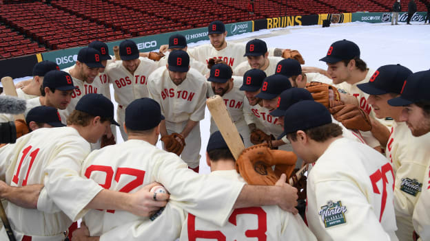 Photos: Bruins Arrive at Fenway in Red Sox Uniforms