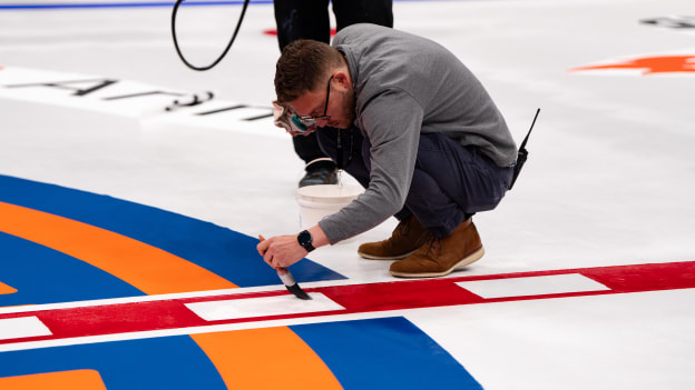 PHOTOS: Islanders Logo Painted on Ice at UBS Arena