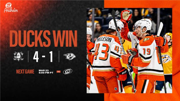 Recap: Ducks Complete Season Sweep of Preds with 4-1 Win in Nashville