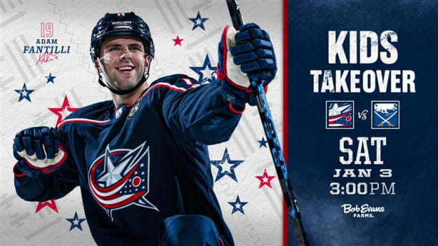 Blue Jackets host Kids Takeover Night, presented by Bob Evans Farms, on Jan. 3