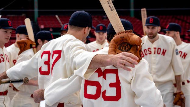 Photos: Bruins Arrive at Fenway in Red Sox Uniforms