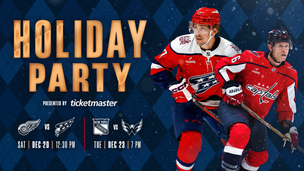 <b><h2>December 20 vs. DET</h2><p>Caps Holiday Party</p></b><p style="font-size:15px;">presented by Ticketmaster</p>