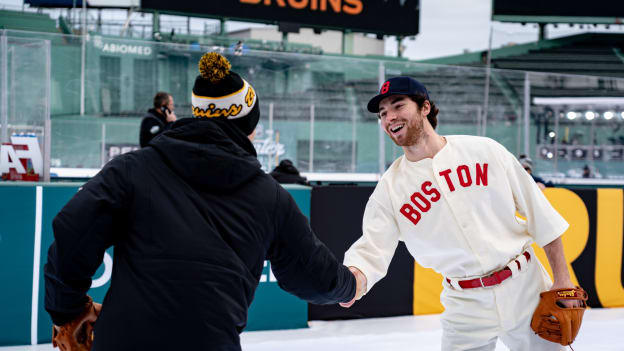 Photos: Bruins Arrive at Fenway in Red Sox Uniforms