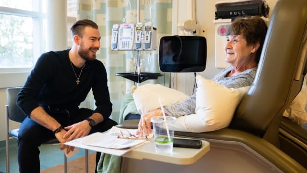 Philipp Grubauer Hockey Fights Cancer Hospital Visit 2019