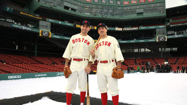 Photos: Bruins Arrive at Fenway in Red Sox Uniforms