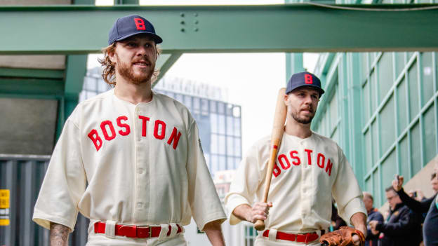 Photos: Bruins Arrive at Fenway in Red Sox Uniforms