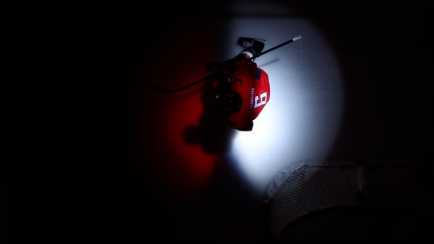 Jakob Chychrun skates before the start of the second period during a game against the Detroit Red Wings at Capital One Arena on March 7, 2025 in Washington, D.C.