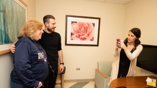 Philipp Grubauer Hockey Fights Cancer Hospital Visit 2019