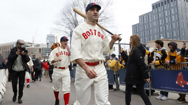 Photos: Bruins Arrive at Fenway in Red Sox Uniforms