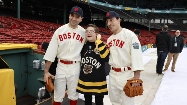 Photos: Bruins Arrive at Fenway in Red Sox Uniforms