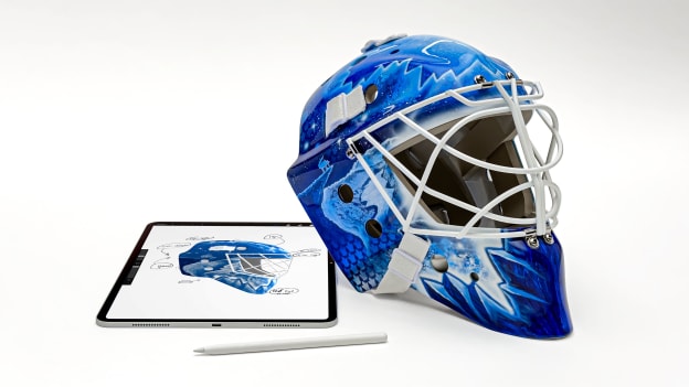 Apple goalie mask blue