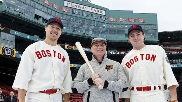 Photos: Bruins Arrive at Fenway in Red Sox Uniforms