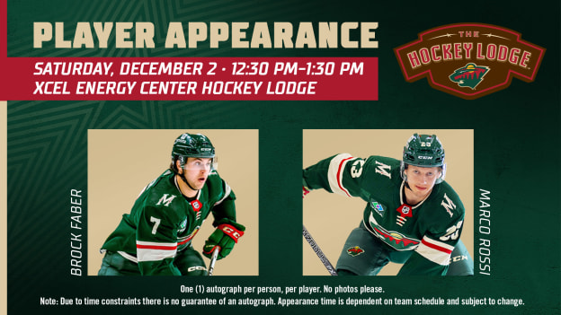 Player Appearances at the Hockey Lodge on Dec. 2