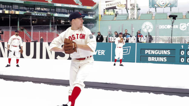 Photos: Bruins Arrive at Fenway in Red Sox Uniforms