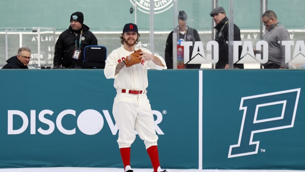 Photos: Bruins Arrive at Fenway in Red Sox Uniforms