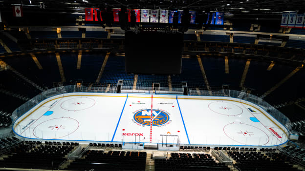 PHOTOS: Islanders Logo Painted on Ice at UBS Arena