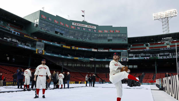 Photos: Bruins Arrive at Fenway in Red Sox Uniforms