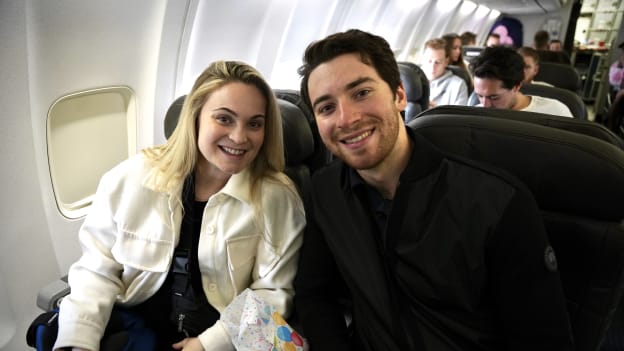 Photos: Bruins Siblings Trip | Flight to Dallas