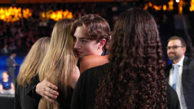 2026 NHL Draft: Bleyl Hugs Loved Ones After Selection
