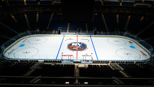 PHOTOS: Islanders Logo Painted on Ice at UBS Arena