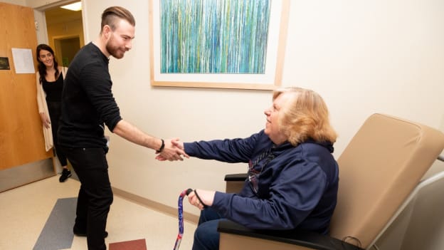 Philipp Grubauer Hockey Fights Cancer Hospital Visit 2019