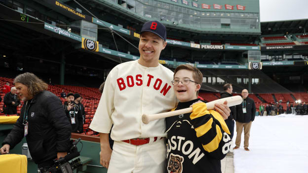 Photos: Bruins Arrive at Fenway in Red Sox Uniforms