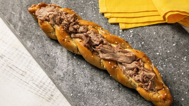 Beef on Weck Stuffed Pretzel