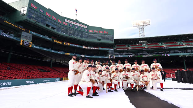 Photos: Bruins Arrive at Fenway in Red Sox Uniforms