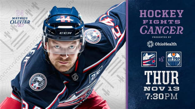 Blue Jackets host Hockey Fights Cancer Night on Nov. 13, presented by OhioHealth