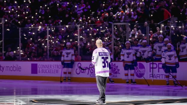 Jason Myrtetus dropping the puck for HFC.