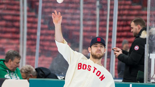 Photos: Bruins Arrive at Fenway in Red Sox Uniforms