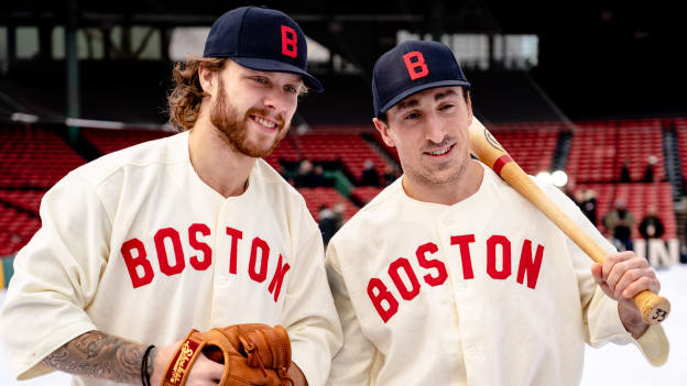 Photos: Bruins Arrive at Fenway in Red Sox Uniforms