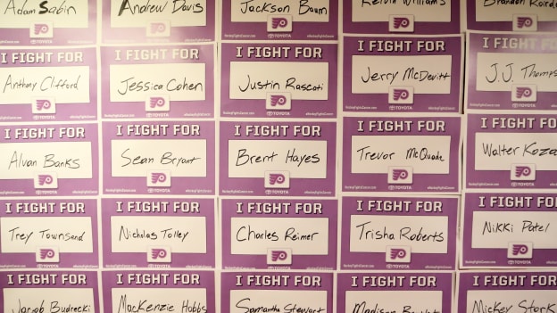 The Flyers community shares who they fight for on Hockey Fights Cancer Night