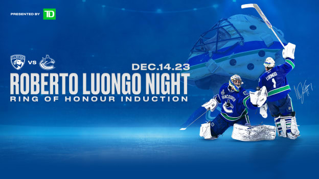 Roberto Luongo to be Inducted Into Ring of Honour on Dec. 14 vs Florida, Presented By TD