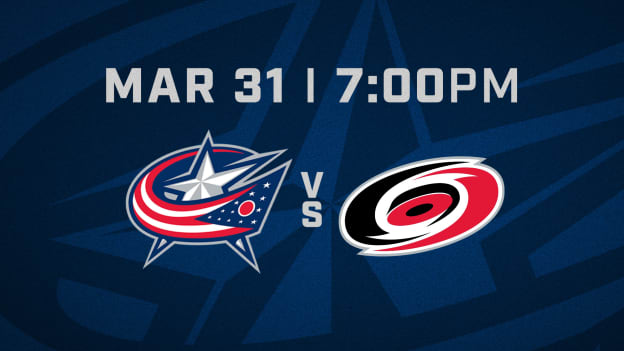 TUESDAY, MARCH 31 AT 7 PM VS. CAROLINA HURRICANES