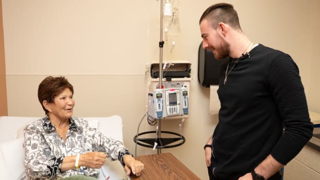 Philipp Grubauer Hockey Fights Cancer Hospital Visit 2019