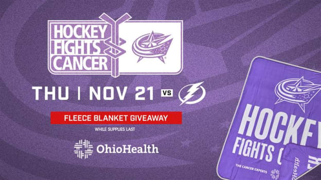 Blue Jackets host Hockey Fights Cancer Night on Nov. 21, presented by OhioHealth