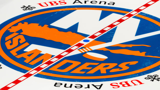 PHOTOS: Islanders Logo Painted on Ice at UBS Arena