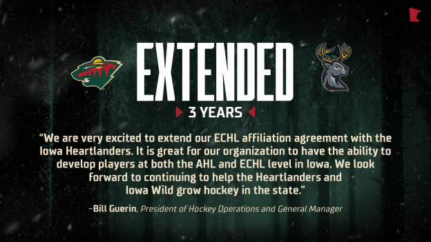 Minnesota Wild Announces Three-year Extension of ECHL Affiliation Agreement with Iowa Heartlanders