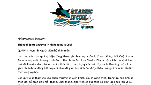 RIC - Students - Parent Welcome Letter (Vietnamese)