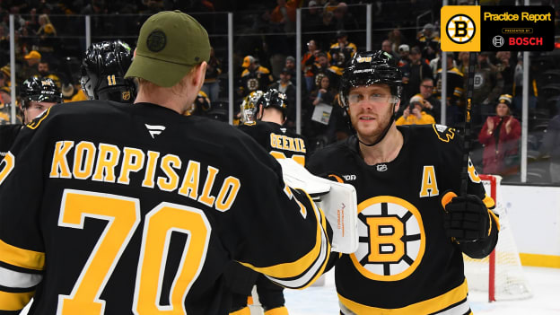 Practice Report: Bruins Olympians Return to Boston, Join Skate 