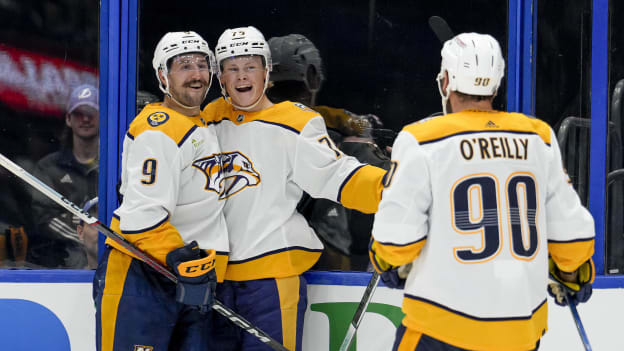 Nashville Predators vs Tampa Bay Lightning game photos in 2023-24 opener