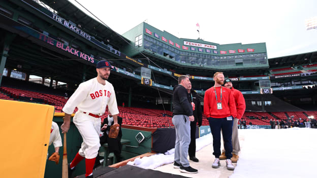 Photos: Bruins Arrive at Fenway in Red Sox Uniforms