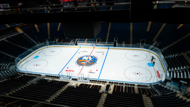 PHOTOS: Islanders Logo Painted on Ice at UBS Arena