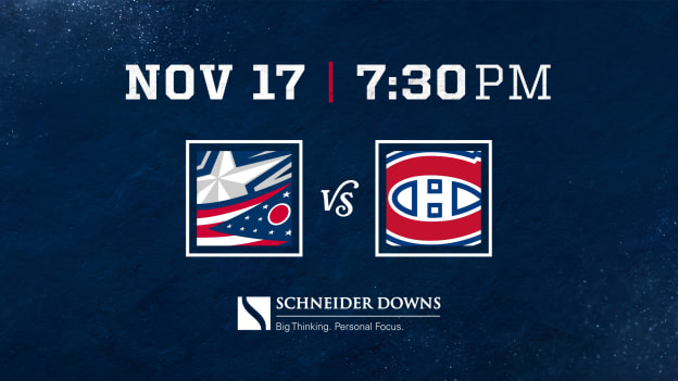 MONDAY, NOVEMBER 17 AT 7:30 PM VS. MONTREAL CANADIENS