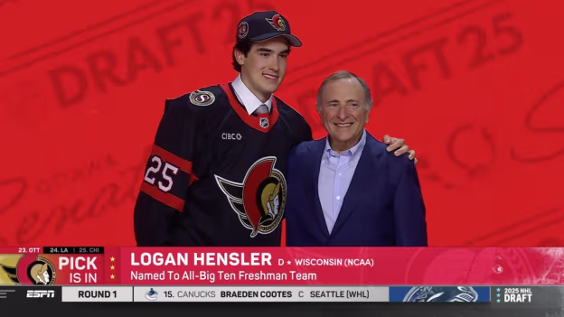 Hensler drafted No. 23 by Senators