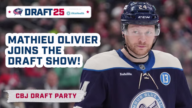 MATHIEU OLIVIER JOINS THE BLUE JACKETS DRAFT SHOW! 💪