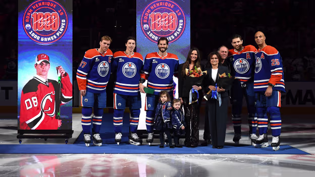 Oilers honor Henrique for recently reaching 1,000 games